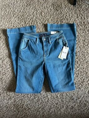 Miss Me Blue Pinstripe Flare Jeans